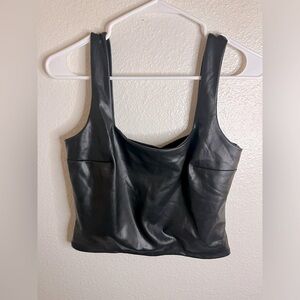 NWT Express Faux Leather Body Contour Crop Top